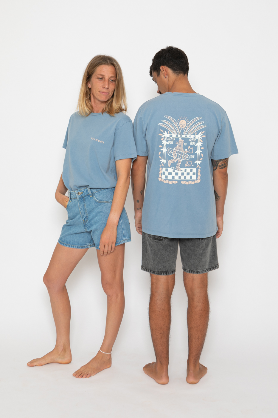 ISLAND RIDER Classic Unisex Tee. Steel Blue