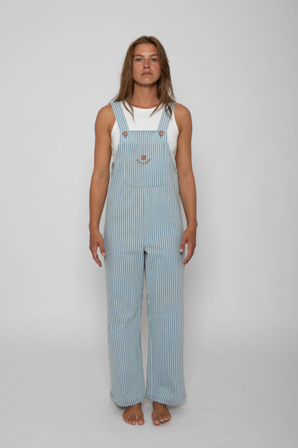 PEACE Striped Overalls . Blue / White