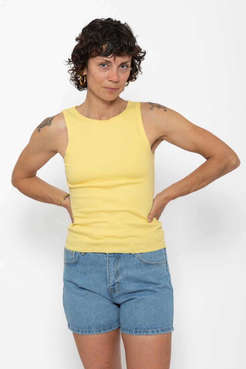 SUN Rib Sleeveless Top . Soft Yellow