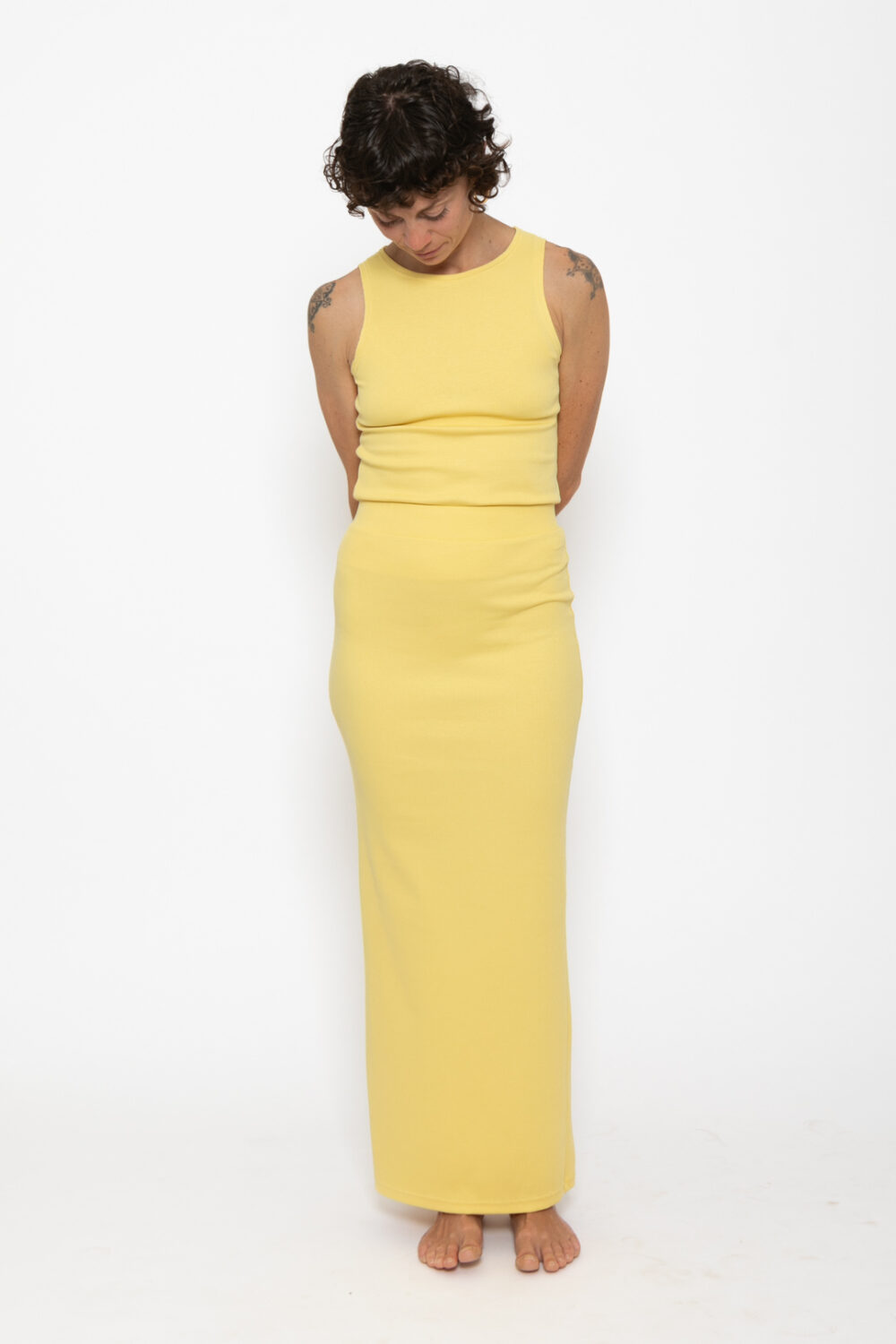 SUN Rib Long Skirt . Soft Yellow