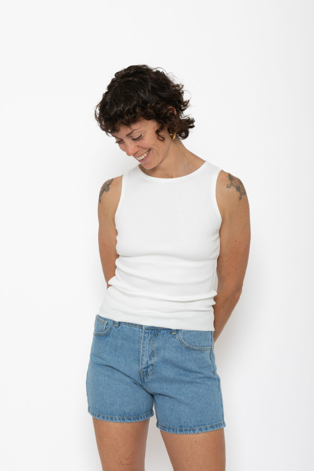 SUN Rib Sleeveless Top . White