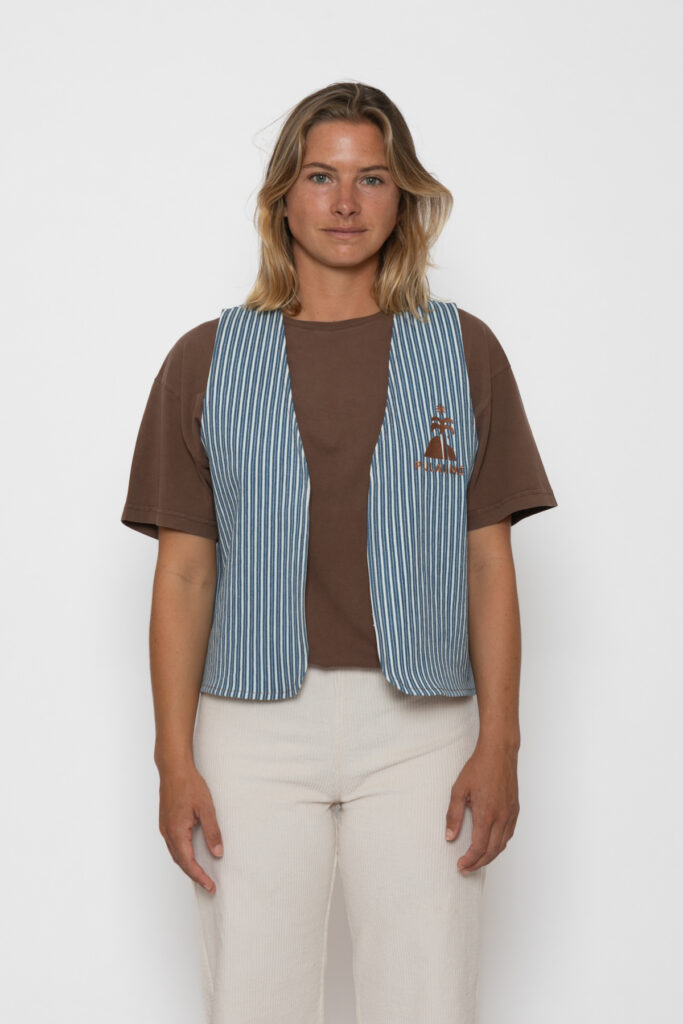 PEACE Striped Gilet . Navy Blue / Off-White